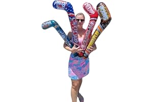 ZUGAR LAND 35" Inflatable Hockey Sticks (4 Designs) Splash it! Thwack! Hat Trick. Pow! Power Play Smack! Face Off! Whack! Colorful. Vinyl. Great Party Favor (4 Pack - 4 Designs)