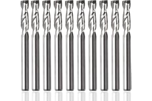 Bestgle 10pcs 1/8" Shank Tungsten Carbide Flat End Mill Cutter, 2 Flutes Spiral CNC Router Bit 12mm Cutting Length for PCB PVC Wood Acrylic Aluminum (3.175 x 12mm)