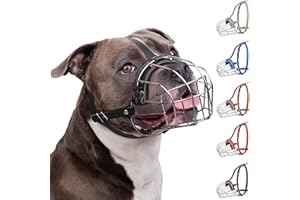 BronzeDog Maulkorb für Hunde aus Metall – Amstaff Drahtkorb mit verstellbaren Lederriemen für große Hunde