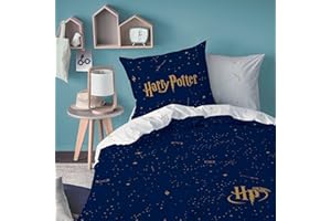 CTI Harry Potter Iconic - Parure da letto 220 x 240 cm, 100% cotone, Oeko-TEX | copripiumino 1 o 2 persone 220 x 240 cm + 2 federe 63 x 63 cm, stampa reversibile, blu navy