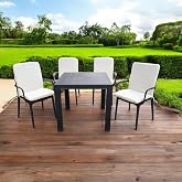 4 Adet Rattan Arkalıklı Sandalye Minderi (Kalınlık 4cm)-Primer Bej