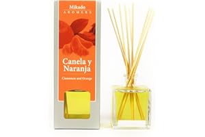 Aromers - Ambientador de Hogar Mikado - Fragancia 100 ml y 10 Palitos Rattan - Aroma Duradero a Canela y Naranja - Ideal para Perfumar y Decorar tu Casa