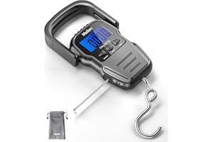 Pèse Bagage Électronique/Peson Numérique Portatif/Balance Valise avec LCD Rétroéclairé pour Voyage, Pêche et Archerie, Grand Crochet（Piles Fournies） (MS003Y-g)