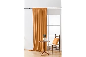 ‎COTTON MARKET Cotton Market Gardinen 250x140 cm - Vorhänge für Fenster und Balkontür - Vorhang für das Haus auf Band - Vorhang Blickdicht – Gardinenstange Curtains - Verdunkelungsvorhang - Gelb