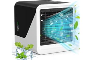 GLINTDLIUNOVIP Portable Cooling Air Conditioners Fan, Small Fans that Blow Cold Air, Evaporative Cooler with 3 Adjustable Gears and 7-Color Light, Personal Fan for Bedroom, Office, Outdoor, Travel, Camping