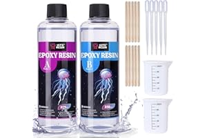 ‎LET'S RESIN LET'S RESIN 500ml Epoxidharz Set, Blasenfreies Gießharz Set, 1:1 nach Volumen, Transparent Epoxidharz mit Härter für Kunstwerke Gießharz, Schmuck, Formen Silikon, Tischplatte, Hitze- & UV-Beständig