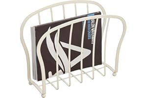 mDesign Porta giornali decorativi per riviste, libri o tablet – Porta riviste da terra per soggiorno o bagno – Elegante cesto per giornali in filo metallico – crema