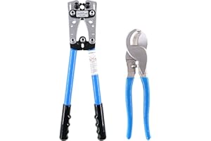 Glarks 2 Pièces Pince à Sertir de Bornes - Pince Électricien à Cliquet avec Coupe-Câble pour Coupe et Sertissage de Câbles 10-1 AWG