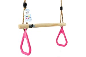 ‎GO!ELEMENTS Trapez Schaukel Garten | Kinderschaukel Outdoor Indoor | Höhenverstellbar & rutschfest | Schaukelsitz - Schaukelbrett - Brettschaukel | robuste Schaukel mit Holzstange & Kunststoffringen