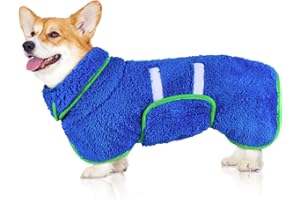 Hedgeink Super Soft Dog Robe and Towel - Quick Drying, Adjustable, After Bath Dog Clothes