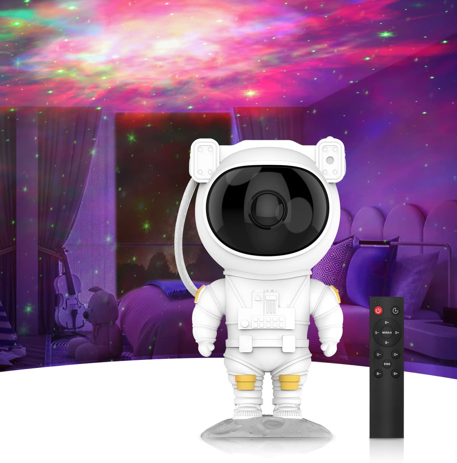 Star Projector Astronaut Galaxy Light Projector,Kids Star Night Light with Timer & Remote Control,360°Adjustable Astronaut Ne