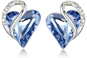 Leafael infini Amour cœur Boucles d'oreilles femme Argent, boucle d'oreille femme avec cristaux de guérison, Sans allergie bijoux femme avec coffret cadeau