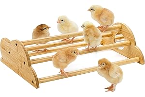Frcctre Chicken Barch, Bambus Freistehende Roosting Bar für Baby Küken mit eingebauten Spiegeln für Unterhaltung, Baby Küken Stand Training Barsch Huhn Dschungel Gym für Bruter, Stall, Hühner