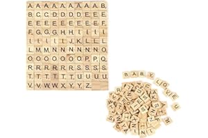 Lot de 200 Dalles en Bois Alphabet Scrabble Lettres Scrabble Lettres Lettres Crafts pour l'artisanat Artistique, l'éducation de l'apprentissage pour