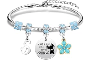 Poaemki Funny Initial Stitch Bracelet for Women Girls, Cute Letter A-Z Reminder Bracelet Just a Girl Who Loves Stitch BFF Gift for Friend Sister Daughter