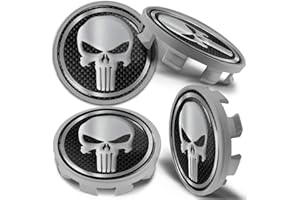 Biomar Labs 4 x 68mm Wheel Centre Alloy Hub Center Caps Hubcaps Compatible with Part Number 36136783536 Skull Silver CBS 10