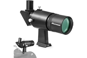Astromania Finder Scope, 9x50 Right Angle Metal Optical Finderscope for Astronomical Telescope with Crosshair and Bracket, Fully Multi-Coated Upright Corrected Image Telescope Finder