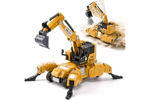 LTFIOON Kinder Baustellenfahrzeuge,Bagger Kinder, Metall Baufahrzeuge,Baustellen Fahrzeuge Spielzeug Set,Fahrzeug Baustellenfahrzeuge, Transformierbar LKW Spielzeug,Bagger Spielzeug ab 3 Jahre