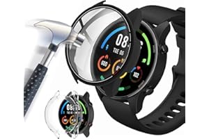 Acadeny Hülle Mit Gehärtetes Glas Displayschutz Kompatibles für xiaomi Mi Watch, 9H Härte 360° Rundum Schutzhülle Ultradünne Schutz PC Case Cover für xiaomi Mi Watch Mit Skala, Schwarz