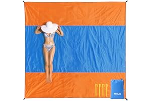 ‎MIULEE MIULEE Stranddecke Sandfrei Strandmatte wasserdichte 280x290 cm Extra Groß XXL Picknickdecke 4 Befestigung Ecken Outdoor Decke Campingdecke Reisedecke für Strand Wanderung und Ausflug Orange
