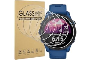 LUCKYRICHRUI 4 Pack Anti-Kratzer Schutzfolie für Garmin Forerunner 255 Displayschutz, HD Gehärtetes Glas Schutzhülle für Garmin Forerunner 255/255 Music 46mm, 9H Härte Schutzglas Hülle, Blasenfrei Folie