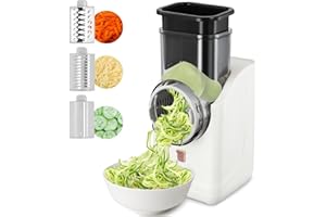 LUQIXCEY Wireless Electric Cheese Grater, 3 in 1 Electric Graters for Kitchen, USB Rechargeable Automatic Vegetable Chopper Slicer with 3 Interchangeable Blades, for Cheese Vegetable Potato Carrot Fruits