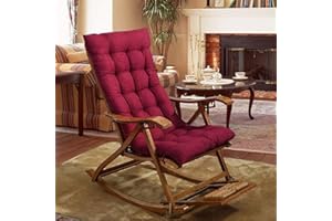 Yuing Sun Lounger Cushion Non-Slip Thick Rocking Chair Padded Seat Cushion High Back Pad Long Reclining Headrest Chair Garden Indoor Outdoor 40x110x8cm Wine Red