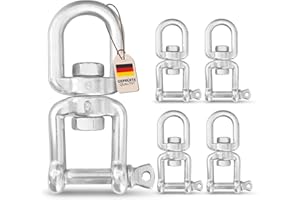 PinPro A4 Edelstahl Drehwirbel Auge-Gabel Form in mehreren Größen bis 3150kg Bruchlast | Rostfreier AISI 316 Wirbelschäkel | 360° drehbare Ösen für Boxsack oder Hängesessel (1x 8x88mm 2000kg)