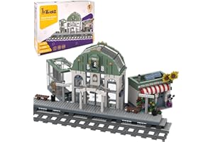 MY BRICKZ myBrickZ 0001 Large Train Station with Flower Shop, 1.120 Building Block, Gift for Boys and Girls, Compatible with Lego, MOC House for Train and City, City Building Set Bricks