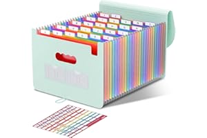 ThinkTex Trieur A4, 26 Pochettes Extensible Range Document, Rangement Papier Administratif, Classeur Documents Administratifs, Organiseur de Factures Mensuelles, Format Lettre/A4 - Morandi Vert