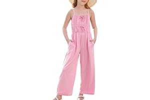 GRACE KARIN Girls Jumpsuit Kids Summer Spaghetti Strap Romper with Pockets Causal Outfit Overalls