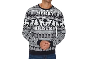NOROZE Men's Christmas Jumper Reindeer Stag Nordic Polar Bear Festive Unisex Xmas Jumpers Sizes S-XXL