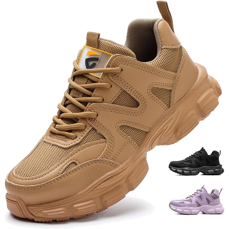 SPIEZ Veiligheidsschoenen voor dames, licht, antislip, werkschoenen, veiligheidsschoenen met demping, voor werk en dagelijks gebruik, roze/paars, EU 35-41, zwart, roze, 37 EU