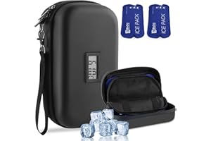 HIMDUZE Insulin Kühltasche Reisekoffer TSA genehmigt gekühlte Medizin Kühler für Reisen w/Temperaturanzeige Diabetiker Reisekoffer Tasche w / 2 Wiederverwendbare Eispacks für das tägliche Leben