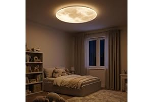 ‎PROVENTA Proventa LED Mondlampe Decke Ø 60cm – 30W Dimmbar – Lichtfarbe wählbar 3000–5500K – Nachtlichtfunktion – Schwebendes Mondlicht Design – Deckenleuchte für Wohnzimmer, Schlafzimmer & Kinderzimmer