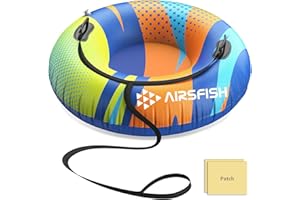 Snow Tube with Towable Leash, AirsFish Inflatable Snow Sled for Children Adults Heavy Duty Cover Wear-Resistant & Antifreeze Material Sledding Tubes for Winter Sports