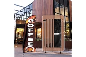 QSUM Black Coffee Feather Flag and Pole Kit 7 FT Black Coffee Signs for Business Swooper Flag Advertising Flag with Ground Spike for Coffee shop
