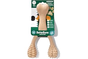 BetterBone - Zabawka dla psa do żucia - Duża, średnia wołowina - kość do żucia dla psa, bez nylonu i GMO na bazie celulozy, zabawka do żucia średnio twarda o smaku wołowiny - drewno do żucia bez