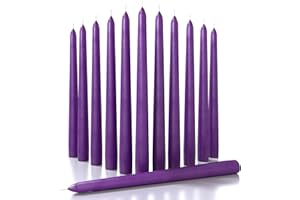 CANDWAX 25 cm Taper Candles Set of 12 - Dripless Tapered Candles Unscented Candle Sticks - Long Dinner Candles Perfect as Christmas Candles Long Burning- Purple Candles