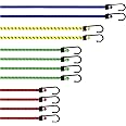 PRETEX Corde Elastiche con Gancio - Set di 12 - Corda Elastica con Gancio per Teloni, Portapacchi, Auto e Bici - Ganci Elasti