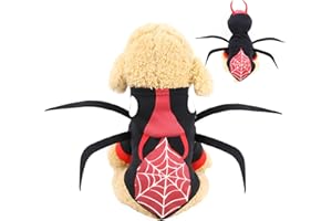 FORMEMORY Dog Halloween Pet Costumes, Cute Puppy Dog Cat Cosplay Funny Costume Dress Up Clothes for Halloween Christmas (Spider, L)