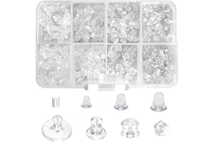 TOAOB THE ONE AND ONLY BABY TOAOB 600 Pièces Fermoire Boucle D'oreilles Silicone 8 Styles Plastique en Transparent Sécurisé Hypoallergénique Fermoirs Bouchons Taille Mixte pour Bricolage Fabrication de Bijoux Accessoires