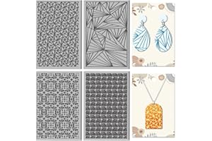 ‎CHGCRAFT CHGCRAFT 4 Blätter 4 Stil Blumen Ton Strukturmatte Geometrische Nahtlose Muster Polymer Clay Textur Blätter DIY Werkzeuge für Ohrring Schmuckherstellung, 4x2,6 Zoll