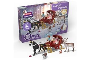 schleich Horse Club | Grand Calendrier de l’Avent 2025 – Balade en traîneau de Noël 99179 | avec Hannah, Sofia, traîneau, Renne et Accessoires | idée Cadeau | Jouet équestre dès 5 Ans | 31 pièces