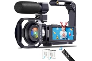 ACTIVERGE Caméscope 4K Caméra vidéo 60FPS 48MP WiFi Zoom Numérique 18X,Webcam à Vision Nocturne IR Caméra pour Youtube,Vlogging Caméra de à Écran Tactile HD 3" avec 2 Piles,Microphone,Télécommande 2,4G
