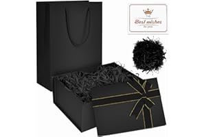 XWCHASA Scatola Regalo Nero, 22 x 16 x 8.5 cm Scatole con Coperchio e Fiocco in Nastro, Scatole Regalo per Regali, Appositamente Progettate per San Valentino Compleanni Festività Anniversari (Nero)