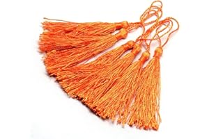 QPSUPPLIES 20 Orange Silky Fluffy 13.5cm Tassels for Curtains, Cushions, Art and Wedding Decoration