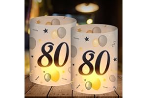BOYATONG 12 portavelas decorativas para mesa, decoración de 80 cumpleaños para mujer y hombre, decoración de mesa de 80 años, regalo para 80 cumpleaños, adecuado para velas de té o velas