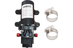 DasMorine Diaphragm Water Pressure Pump with 2 Hose Clamps 12V 1.1 GPM 35 PSI Water Pressure Pump for Caravan/RV/Boat/Marine