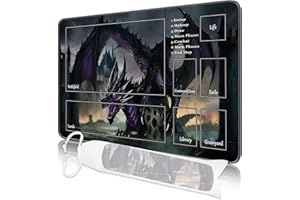 Nkddert MTG Playmat, 24x14in TCG Card Playmat Stitched with Magic Zone MTG Commander Playmat Thicker Board Game Dragon Designs Play Mat with Storage Bag
